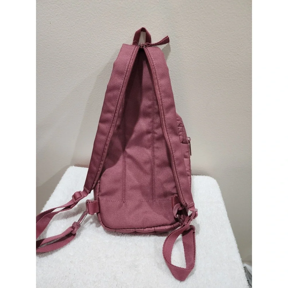 Reebok Quilted Sling Backpack Crossbody Bag Mauve Pink Puffer Athleisure Utility